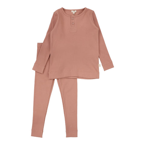 Lil Legs Analogie Berry Ribbed Henley Lounge Set RHLS-BRY