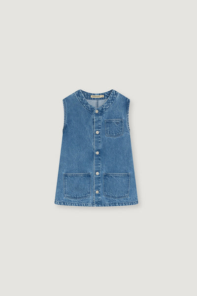 The New Society Mid Blue Denim Ridge Pinafore