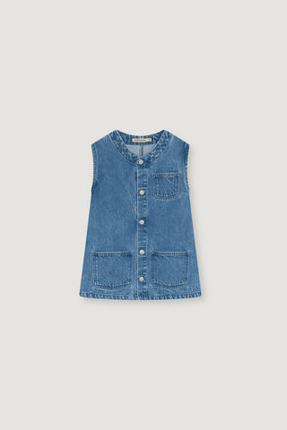 The New Society Mid Blue Denim Ridge Pinafore