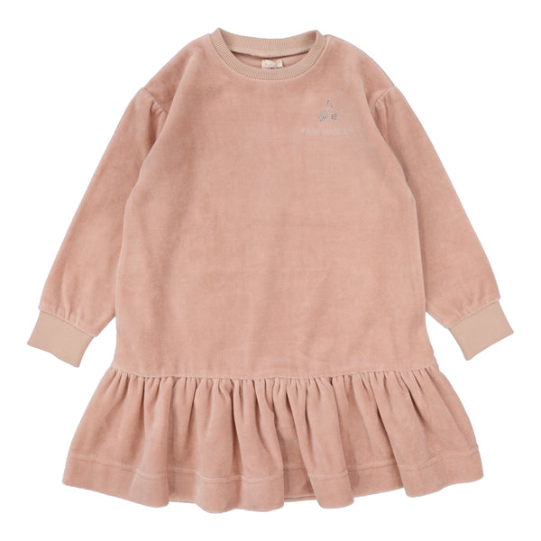 Lil Legs Dusty Pink Rhinestone Velour Dress RVD-DPNK