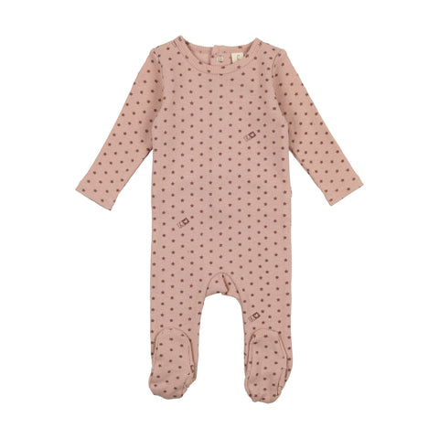 Lilette Ribbed Star Footie Pink / Rose