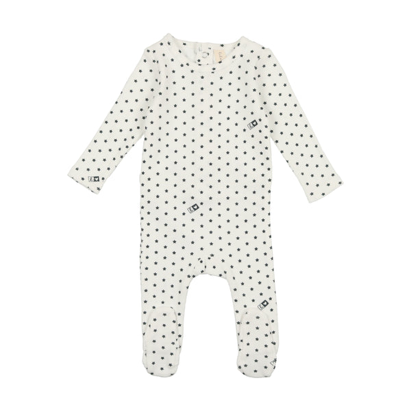 Lilette Ribbed Star Footie White / Blue
