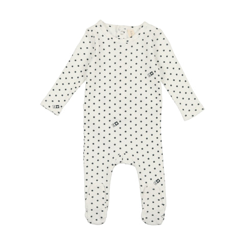 Lilette Ribbed Star Footie White / Blue