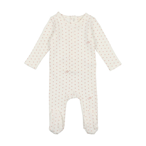 Lilette Ribbed Star Footie White / Pink
