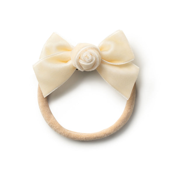 Halo Luxe Cream Rosette Velvet Baby Band