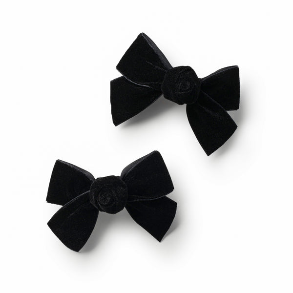 Halo Luxe Black Rosette Velvet Double Clip Set