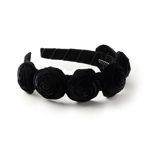 Halo Luxe Black Rosette Velvet Headband