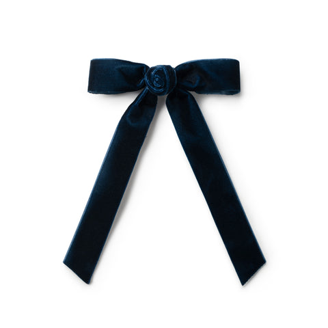 Halo Luxe Navy Rosette Velvet Long Tail Clip