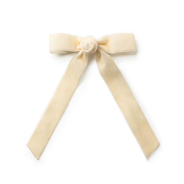 Halo Luxe Cream Rosette Velvet Long Tail Clip