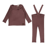 Lil Legs Dusty Plum Ruffle Collar Ribbed Set