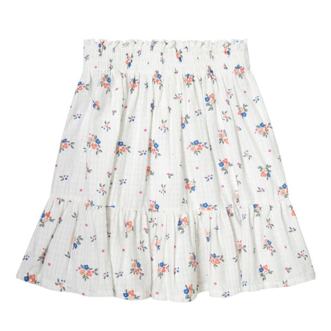 Tocoto Vintage Off White Flower Ruffle Short Skirt