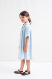 Tocoto Vintage Blue Mini Gathered Shirt Dress