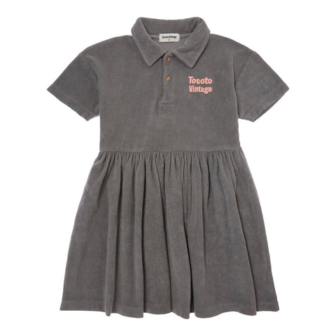 Tocoto Vintage Dark Grey Short Sleeve Terry Dress