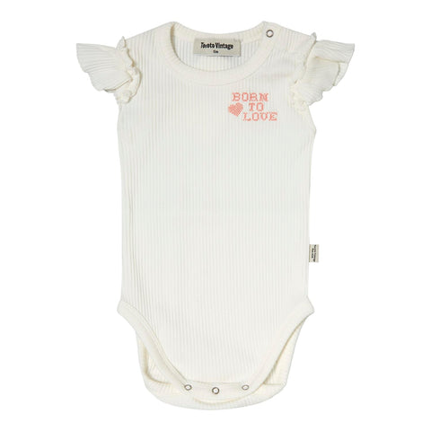 Tocoto Vintage Off White Born To Love Ruffle Bodysuit