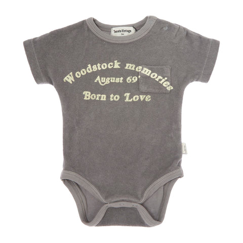 Tocoto Vintage Dark Grey Woodstock Memories Terry Bodysuit