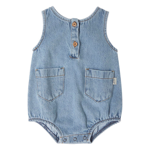 Tocoto Vintage Blue Denim Romper