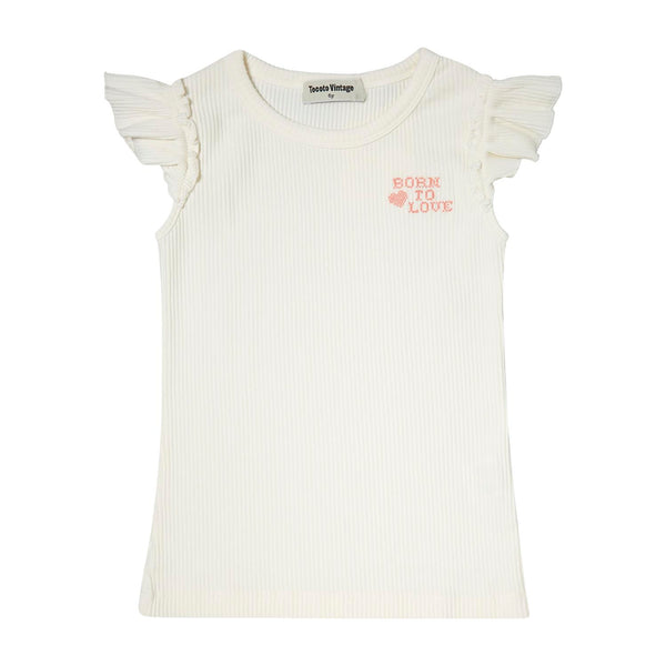 Tocoto Vintage Off White Ruffled Tank Top