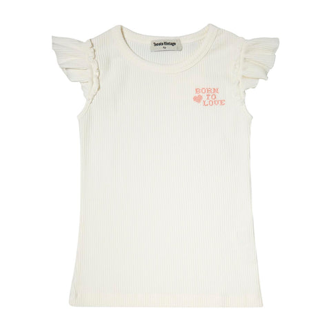 Tocoto Vintage Off White Ruffled Tank Top