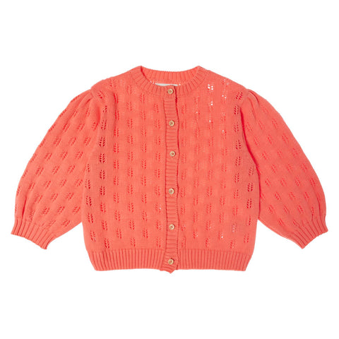 Tocoto Vintage Pink Fluor Openwork Flowers Cardigan