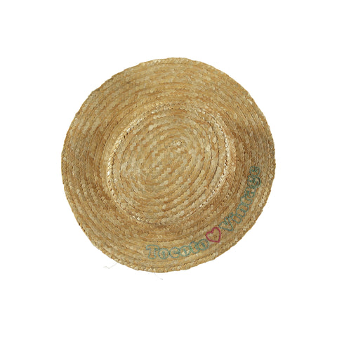 Tocoto Vintage Embroidered Straw Canotier Hat