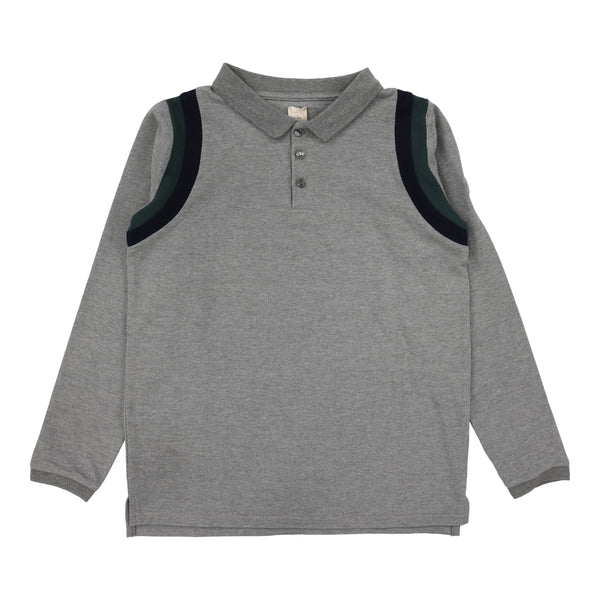 Lil Legs Grey Striped Accent Polo SAP-GRY