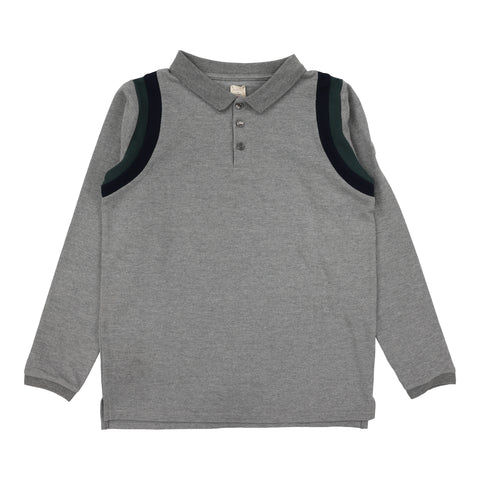 Lil Legs Grey Striped Accent Polo SAP-GRY