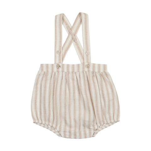 Lil Legs Taupe Stripe Suspender Bubble Bloomer