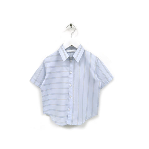 Anja Schwerbrock Sky Blue Stripe Short Sleeve Seta Shirt