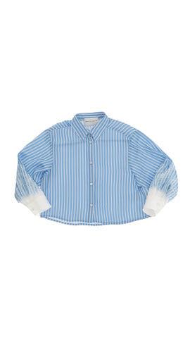 Ermanno Scervino Blue Satin Stripe Blouse