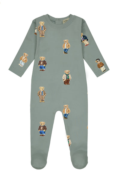Crew Kids Lounge Jade Teddy Pattern Lounge Footie