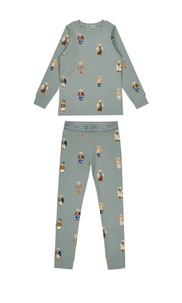 Crew Kids Lounge Jade Teddy Pattern Crewneck Set
