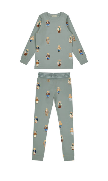 Crew Kids Lounge Jade Teddy Pattern Crewneck Set