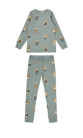 Crew Kids Lounge Jade Teddy Pattern Crewneck Set