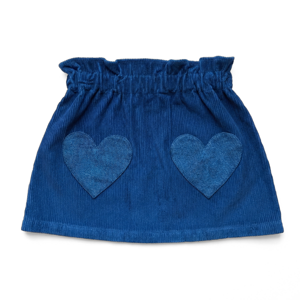 Louis Louise Navy Corduroy Heart Skirt