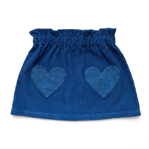 Louis Louise Navy Corduroy Heart Skirt