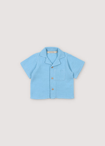 The New Society Baby Powder Blue Spyros Shirt + Short Set