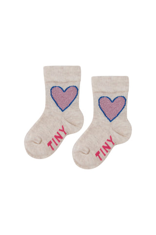 Tinycottons Baby Cream Melange Heart Medium Socks
