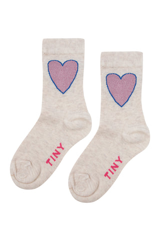 Tinycottons Cream Melange Heart Medium Socks