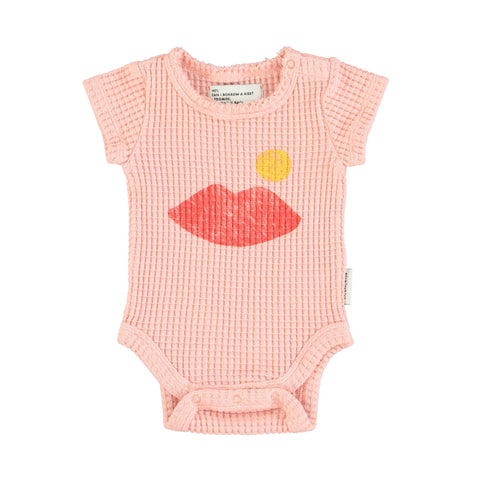 Piupiuchick Pink with Lips Waffle Bodysuit