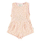 Piupiuchick Pink with Yellow Flowers Terry Short Jumpsuit