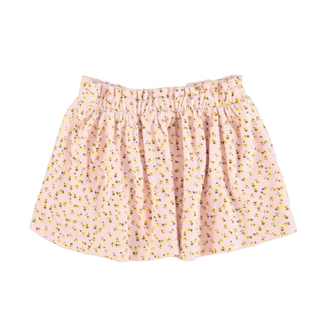 Piupiuchick Pink with Yellow Flowers Terry Knee Length Skirt