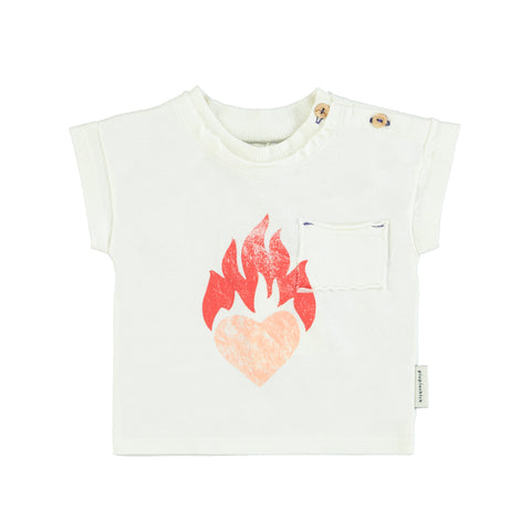 Piupiuchick Ecru Heart Flame T-Shirt