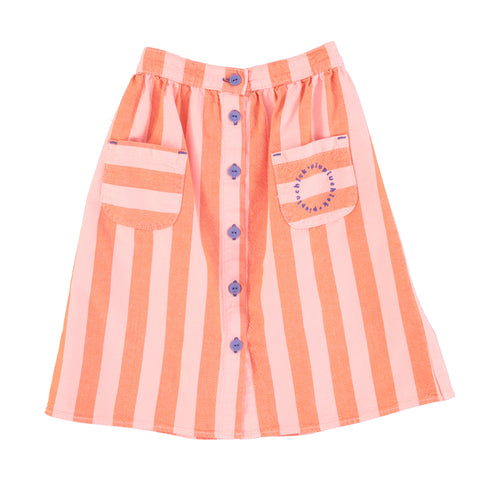 Piupiuchick Orange & Pink Stripes Knee Length Skirt