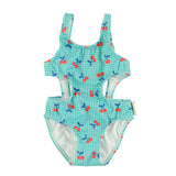 Piupiuchick Cherries Checkered Turquoise Trikini Swimsuit