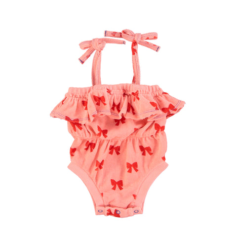 Piupiuchick Pink Terry Bows Playsuit