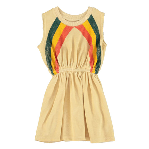 Piupiuchick Sand Multiciolor Stripes Terry Dress