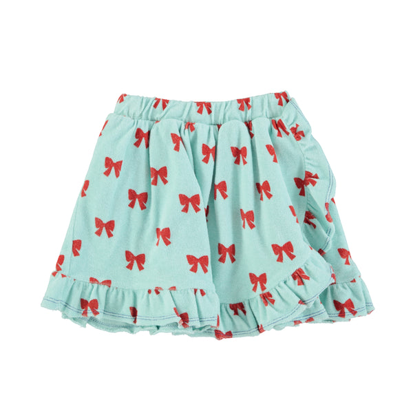 Piupiuchick Blue Terry Ruffle Skirt with Bows