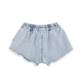 Piupiuchick Blue Denim Shorts with Fringes