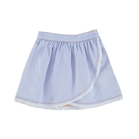 Piupiuchick Light Blue Soft Denim Knee Length Skirt