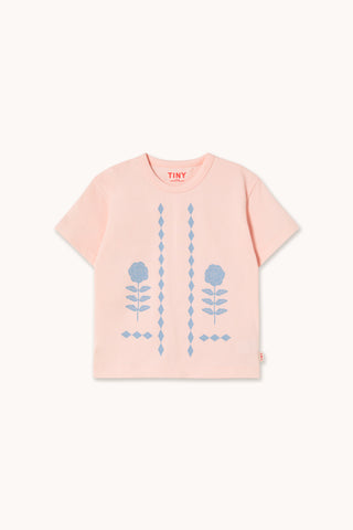 Tinycottons Pastel Pink Flower Pattern Graphic Tee